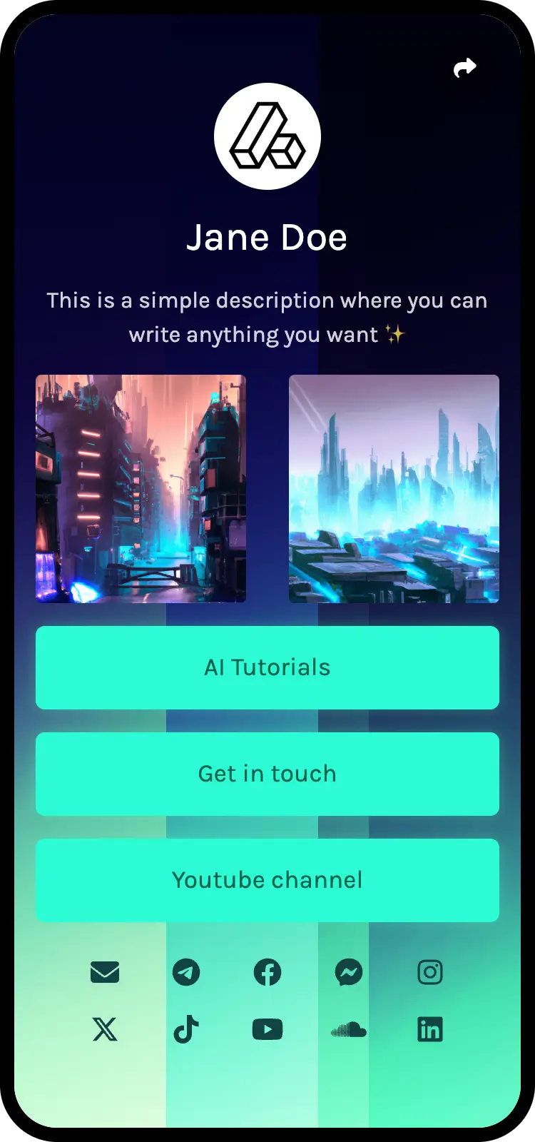 لقطة شاشة لأمثلة صفحات البايو