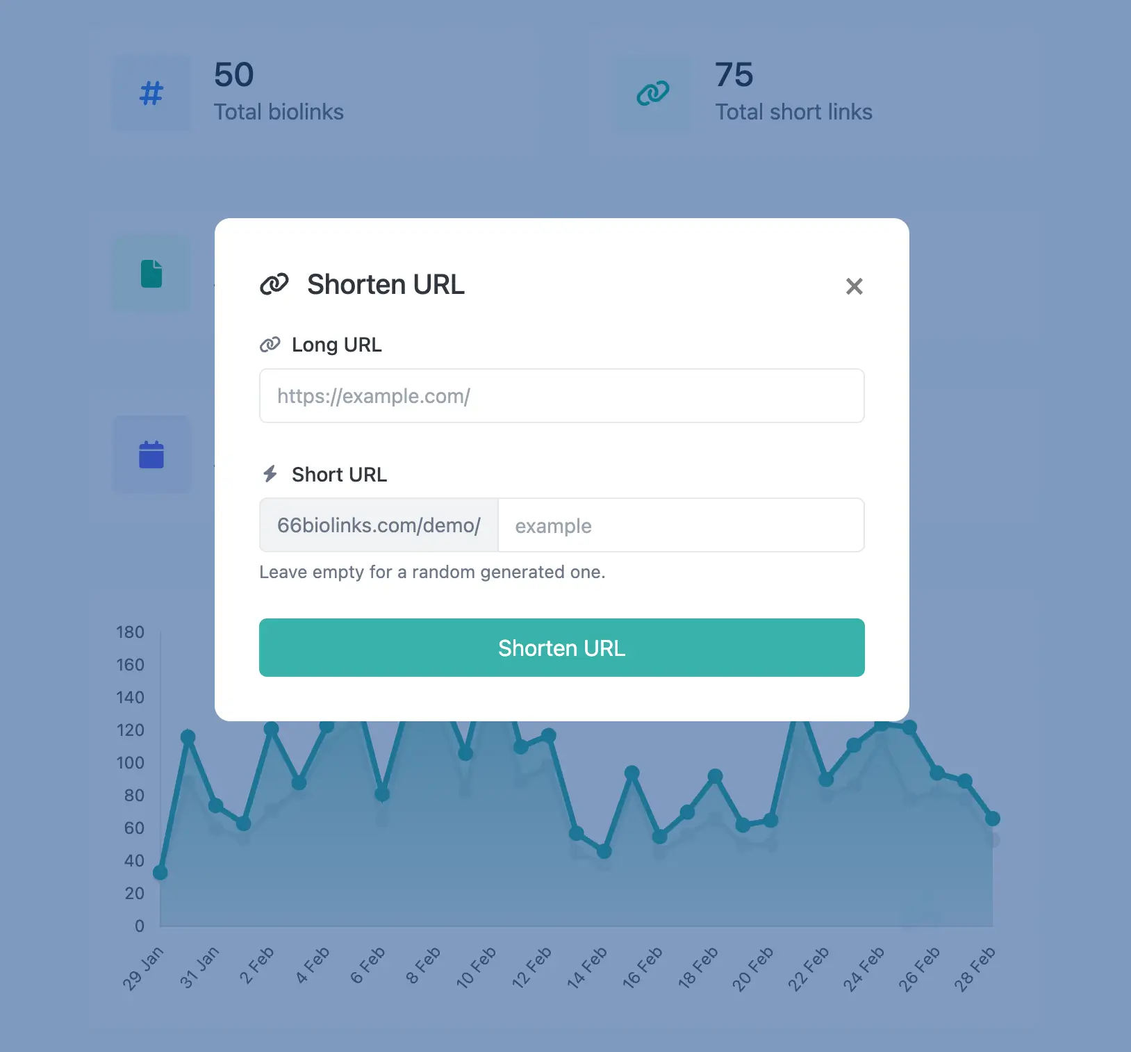 لقطة شاشة لصفحة تعديل الرابط المختصر في التطبيق